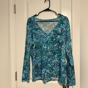 Lilly Pulitzer Blue and Pink Patterned Top